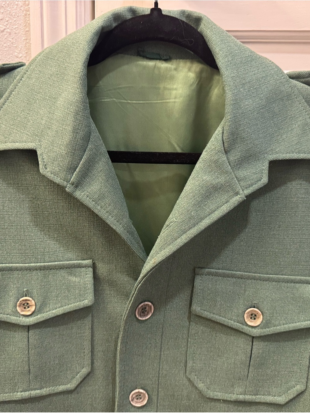 Vintage Sears Leisureline Green Safari Jacket Mens Medium Style 4 Pocket
